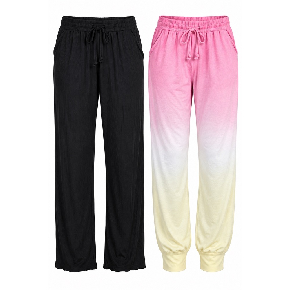 Women's XS Pajama Pants Lot 2 Jenni NWT Lounge Sleepwear Pink Black Drawstring